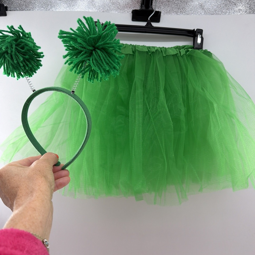 Green Tulle Polyester Women's/Girls Ballet Dance Tutu Skirt for Costume Headband